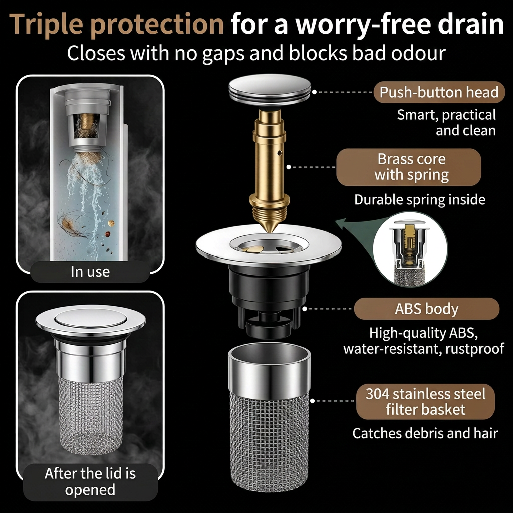 Norillo™ - Stainless Steel Drain Filter that Stops Hair and Bad Odours