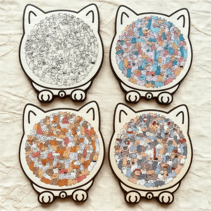 Norillo™ - Wooden Cat Puzzle with Morandi Colours (135 Pieces)