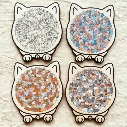 Norillo™ - Wooden Cat Puzzle with Morandi Colours (135 Pieces)
