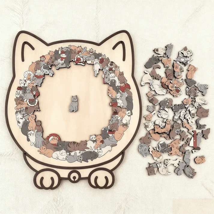 Norillo™ - Wooden Cat Puzzle with Morandi Colours (135 Pieces)