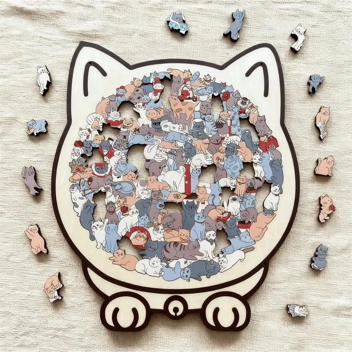 Norillo™ - Wooden Cat Puzzle with Morandi Colours (135 Pieces)