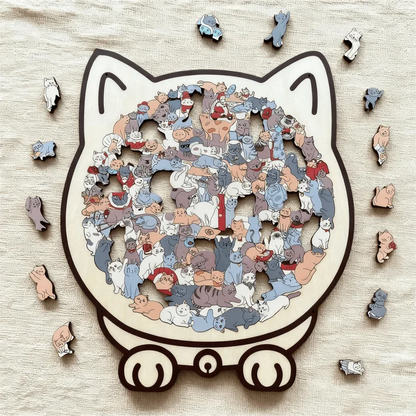 Norillo™ - Wooden Cat Puzzle with Morandi Colours (135 Pieces)