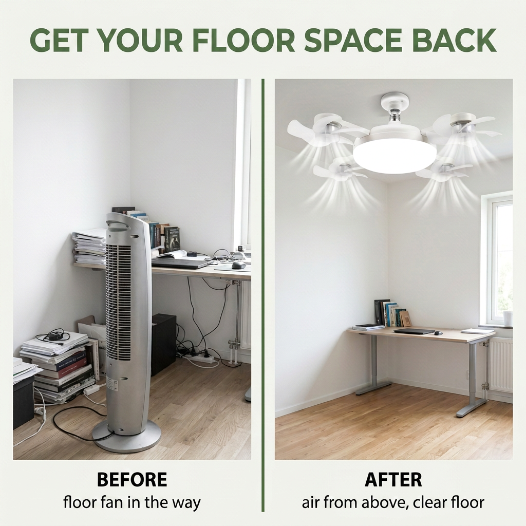 Norillo® - BreezeSocket - Ceiling Fan With Light That Screws In Within Minutes