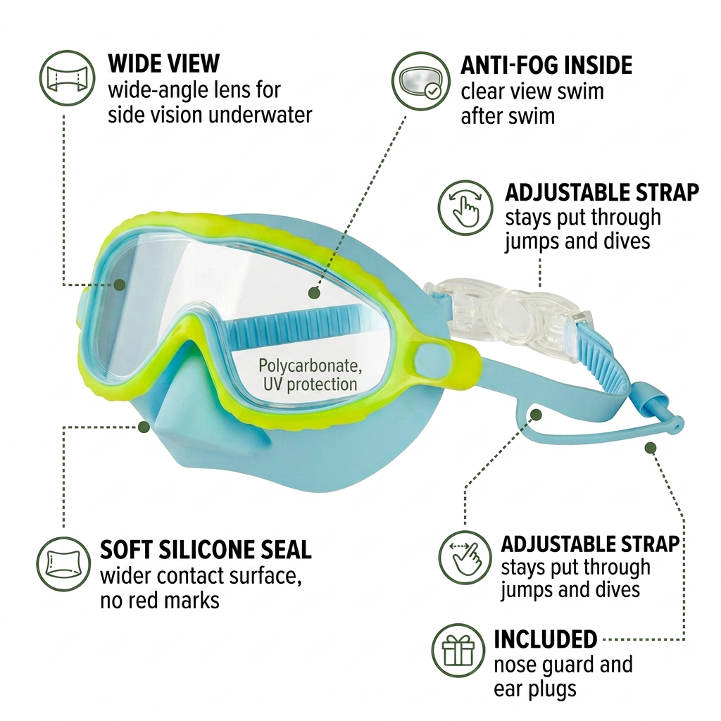 Norillo® - ClearDive - Kids' Swimming Goggles That Stay Put Without Tangled Hair