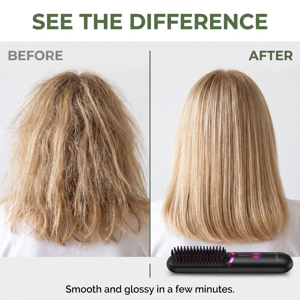Norillo® - GlideStyle - Cordless Heated Brush for Smooth Hair in Minutes