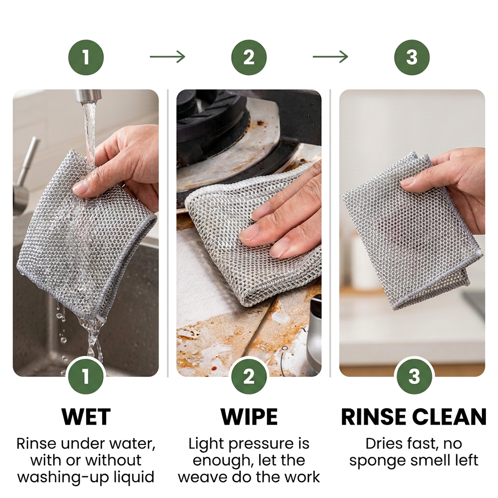 Norillo® - SteelSoft - The Stainless-Steel Cloth That Lifts Grease Without Scratching