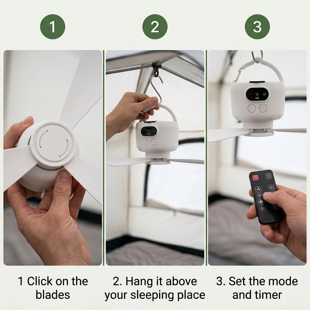 Norillo® - NightBreeze - Quiet Fan and Light for Cool Nights in the Tent