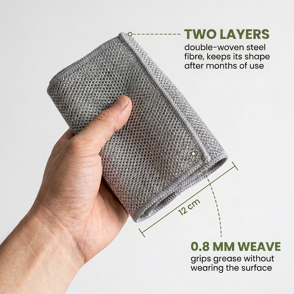 Norillo® - SteelSoft - The Stainless-Steel Cloth That Lifts Grease Without Scratching