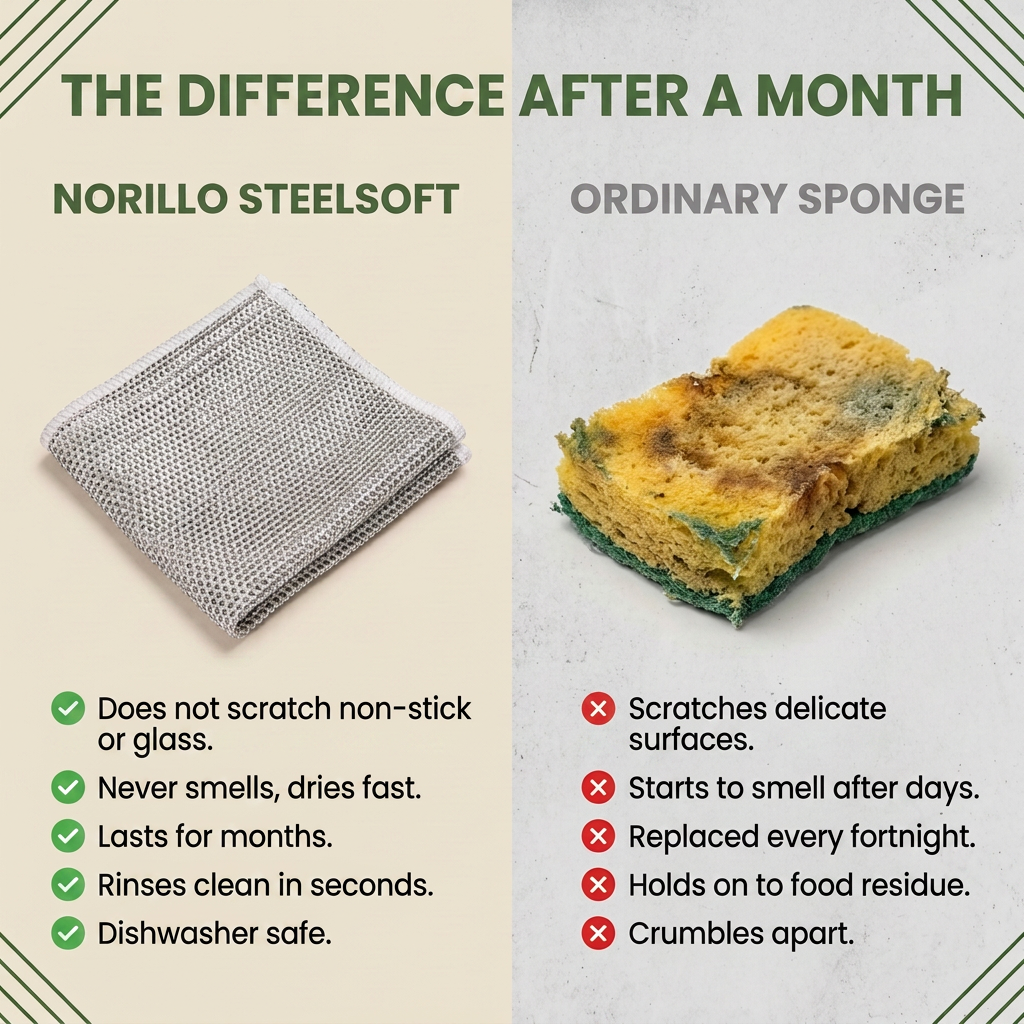 Norillo® - SteelSoft - The Stainless-Steel Cloth That Lifts Grease Without Scratching