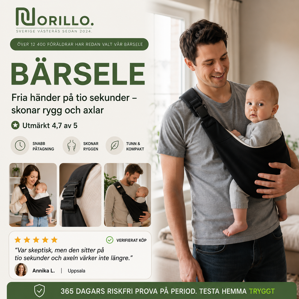 Norillo™ - Soft Baby Carrier That Spreads the Weight and Spares Your Back