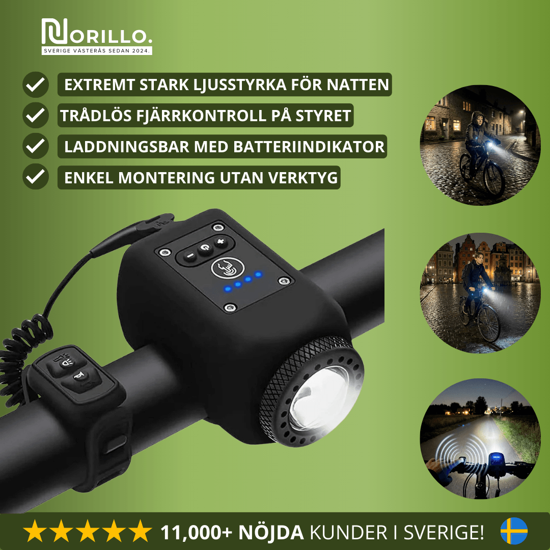 Norillo™ - 110 dB Bike Horn with Long-Range Front Light for Night Riding