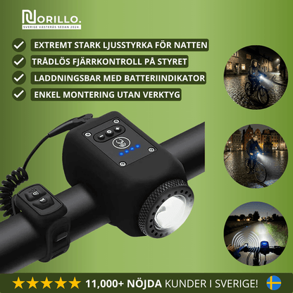Norillo™ - 110 dB Bike Horn with Long-Range Front Light for Night Riding