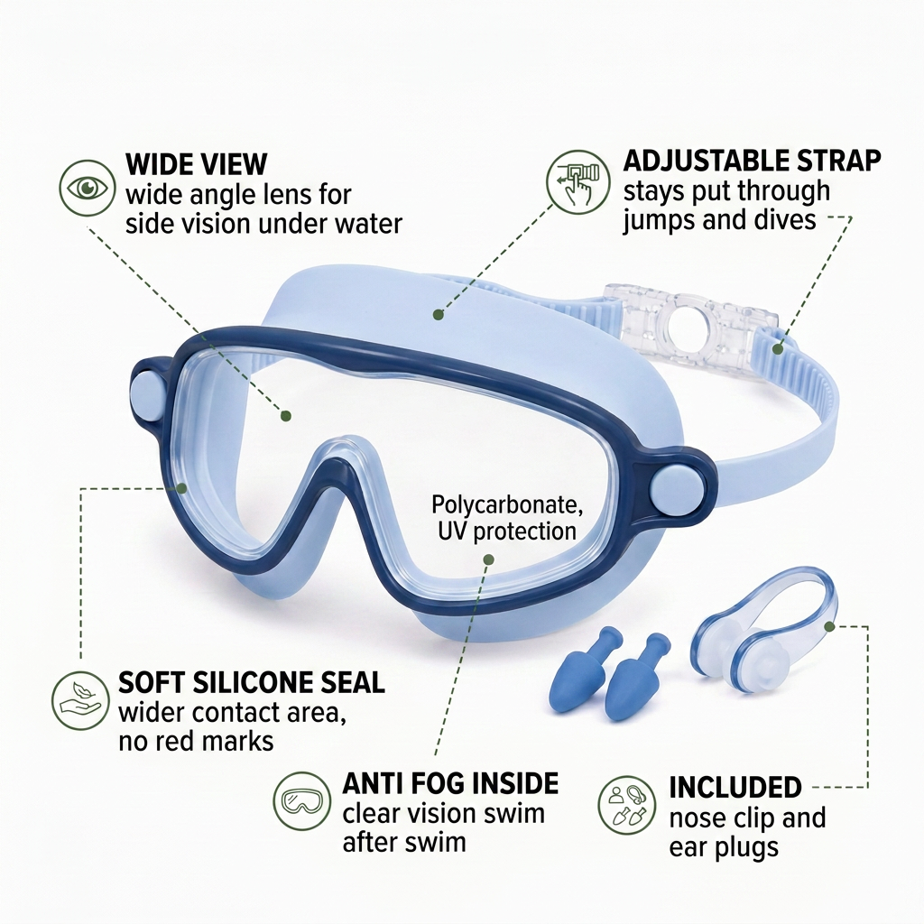Norillo® - ClearDive - Kids' Swimming Goggles That Stay Put Without Tangled Hair