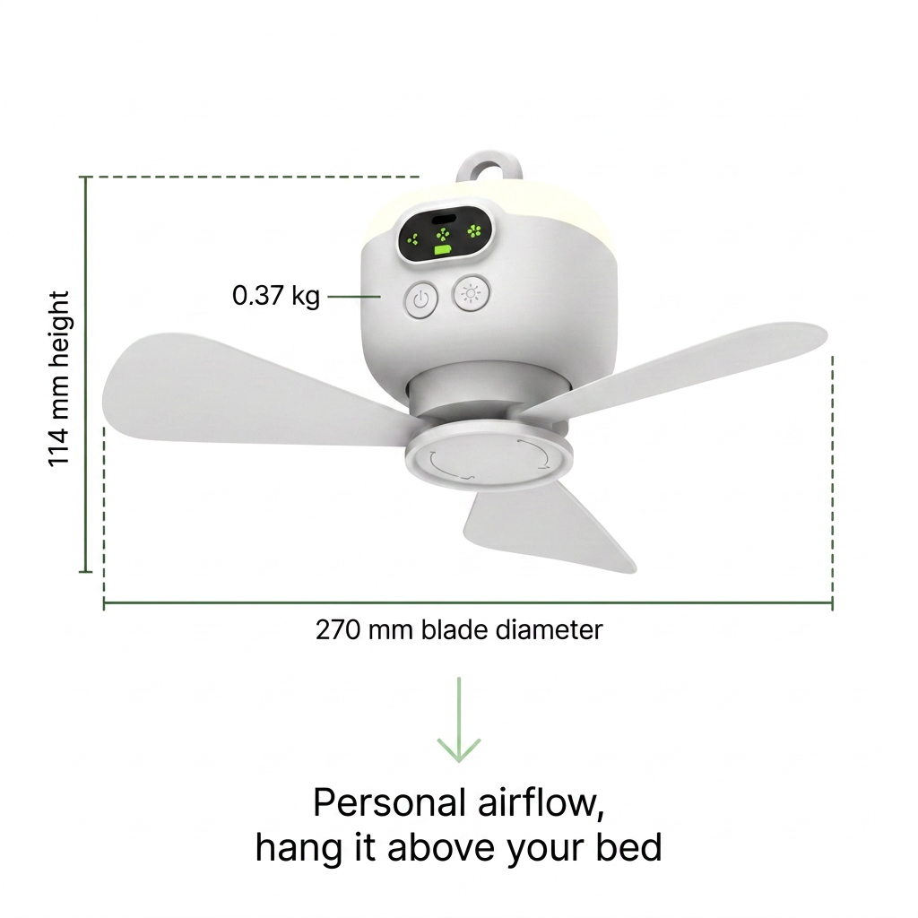 Norillo® - NightBreeze - Quiet Fan and Light for Cool Nights in the Tent