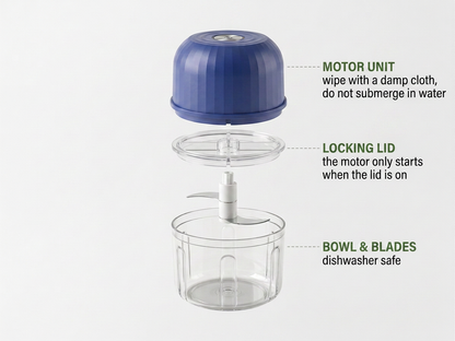 Norillo® - PrepPod - Cordless Mini Chopper for Garlic, Onion & Herbs in Seconds