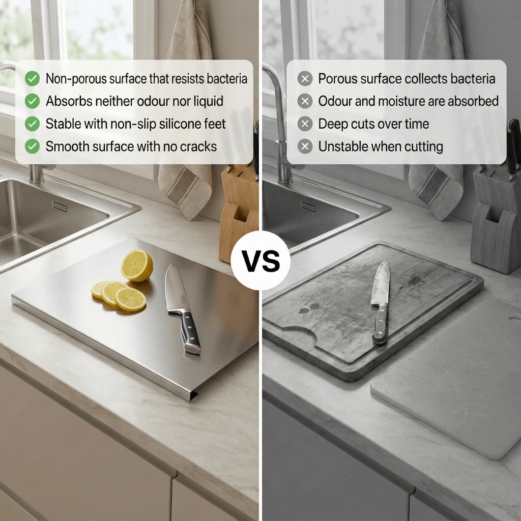 Norillo™ - Hygienic & Bacteria-Resistant - Stainless Steel Chopping Board