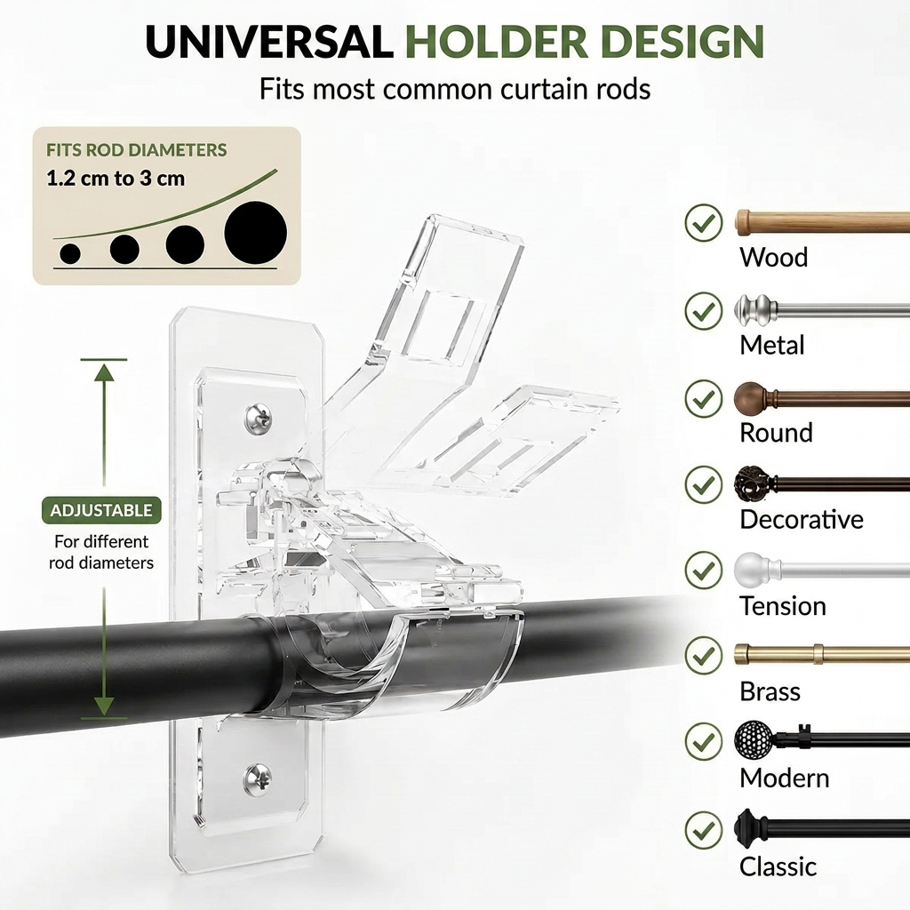 Norillo™ - Self-Adhesive Curtain Rod Holder - No Wall Drilling