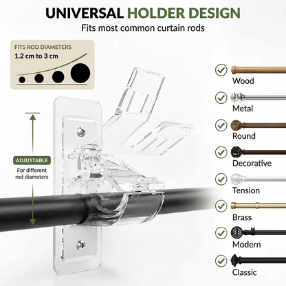 Norillo™ - Self-Adhesive Curtain Rod Holder - No Wall Drilling