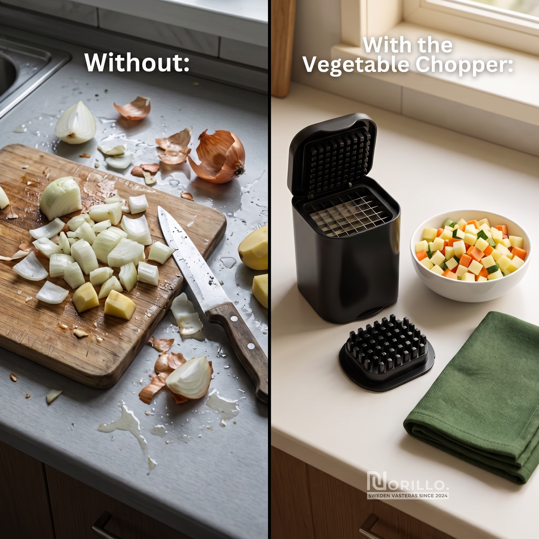 Vegetable chopper before and after comparison