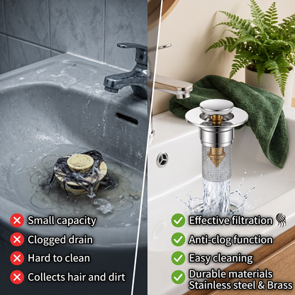 Comparison before and after using the drain filter