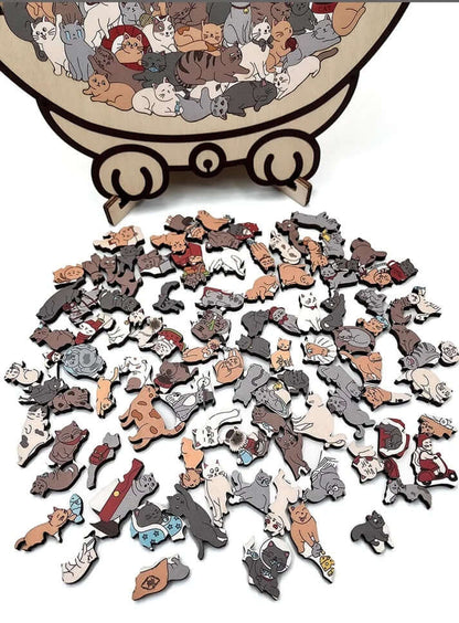 Norillo™ - Wooden Cat Puzzle with Morandi Colours (135 Pieces)
