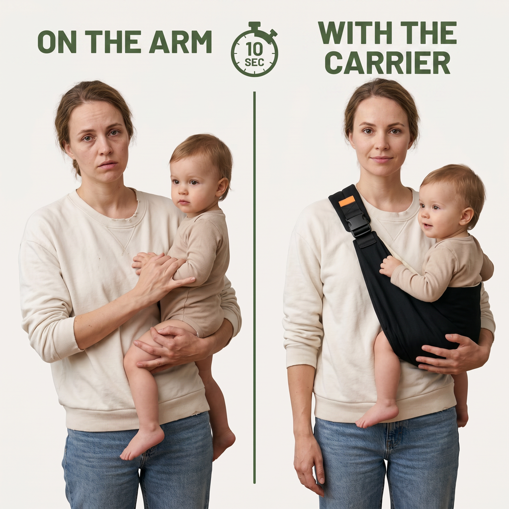 On the arm versus with the carrier in 10 seconds