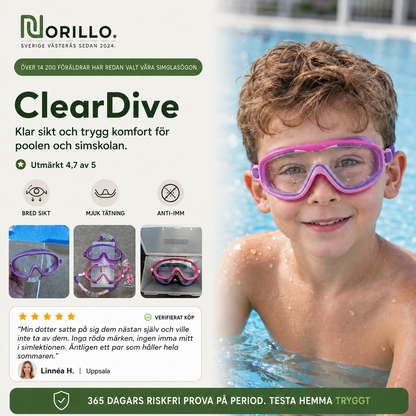 Norillo® - ClearDive - Kids' Swimming Goggles That Stay Put Without Tangled Hair