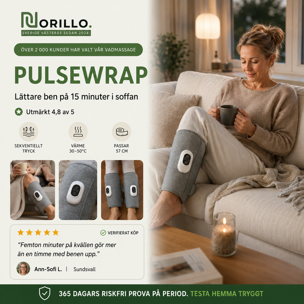 Norillo PulseWrap heated calf massager