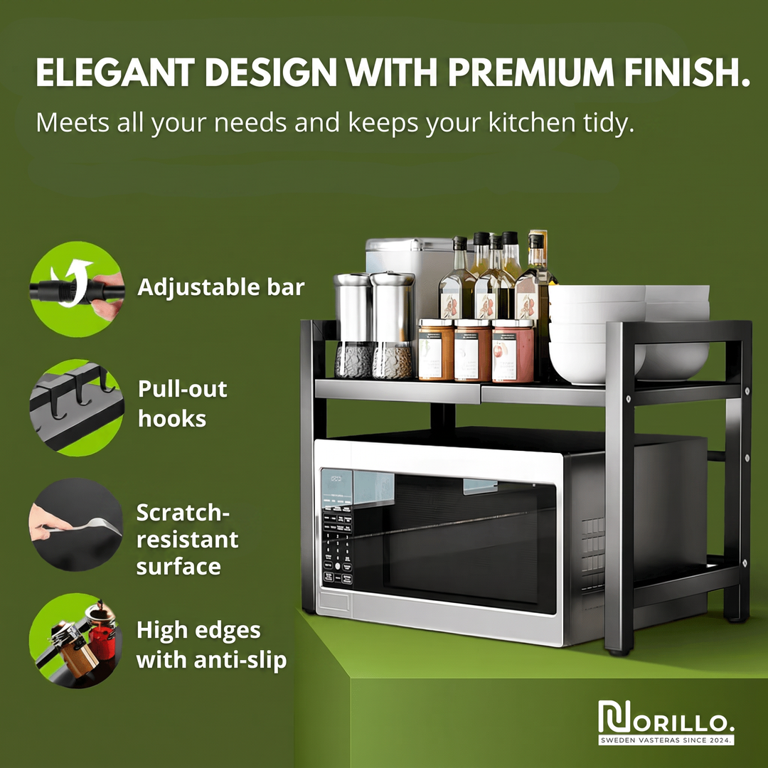 Norillo™ - Adjustable Microwave Shelf That Frees Up Worktop Space