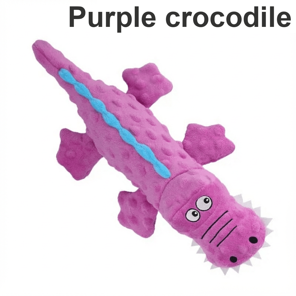 Purple crocodile dog chew toy