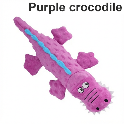 Purple crocodile dog chew toy