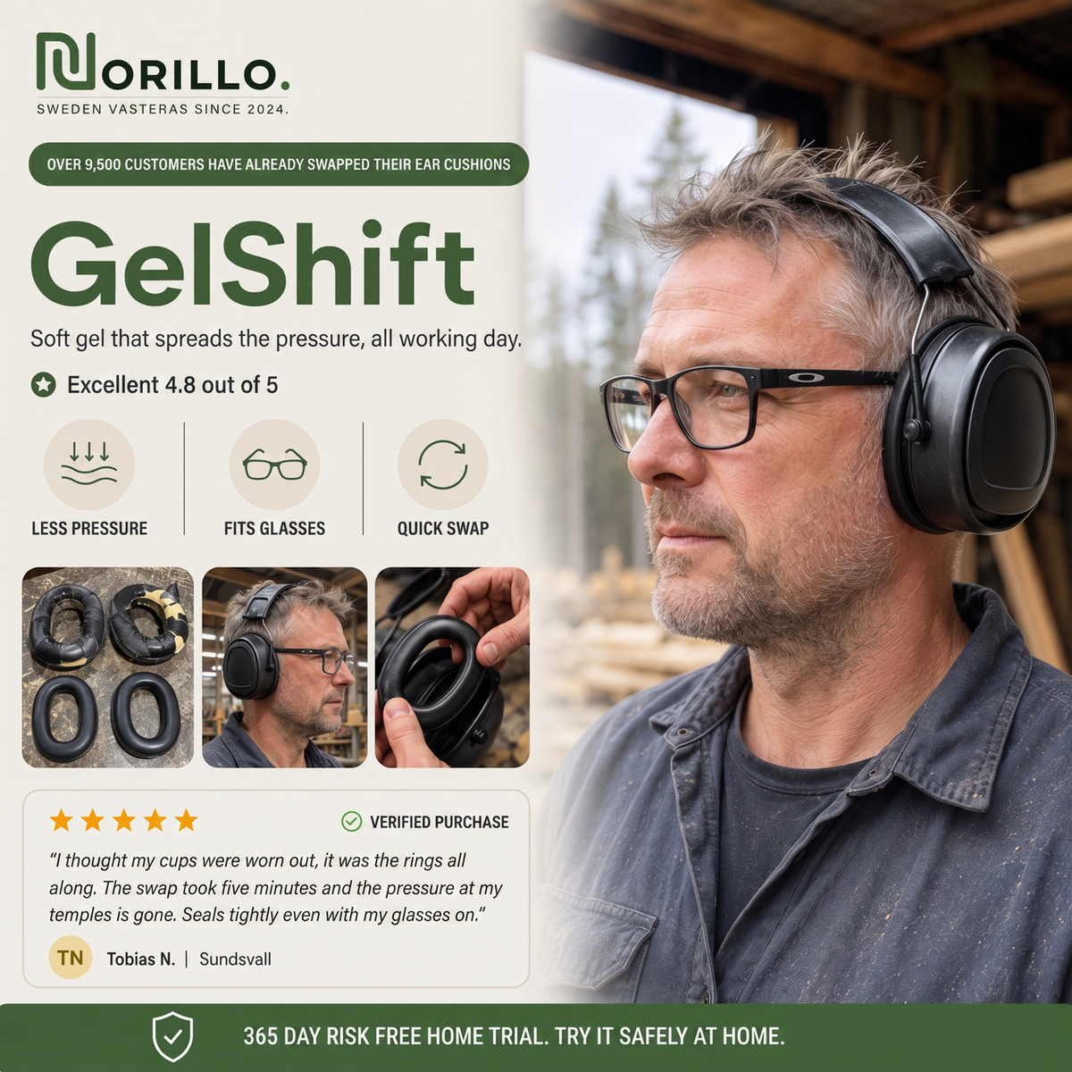 GelShift gel ear cushions landing page