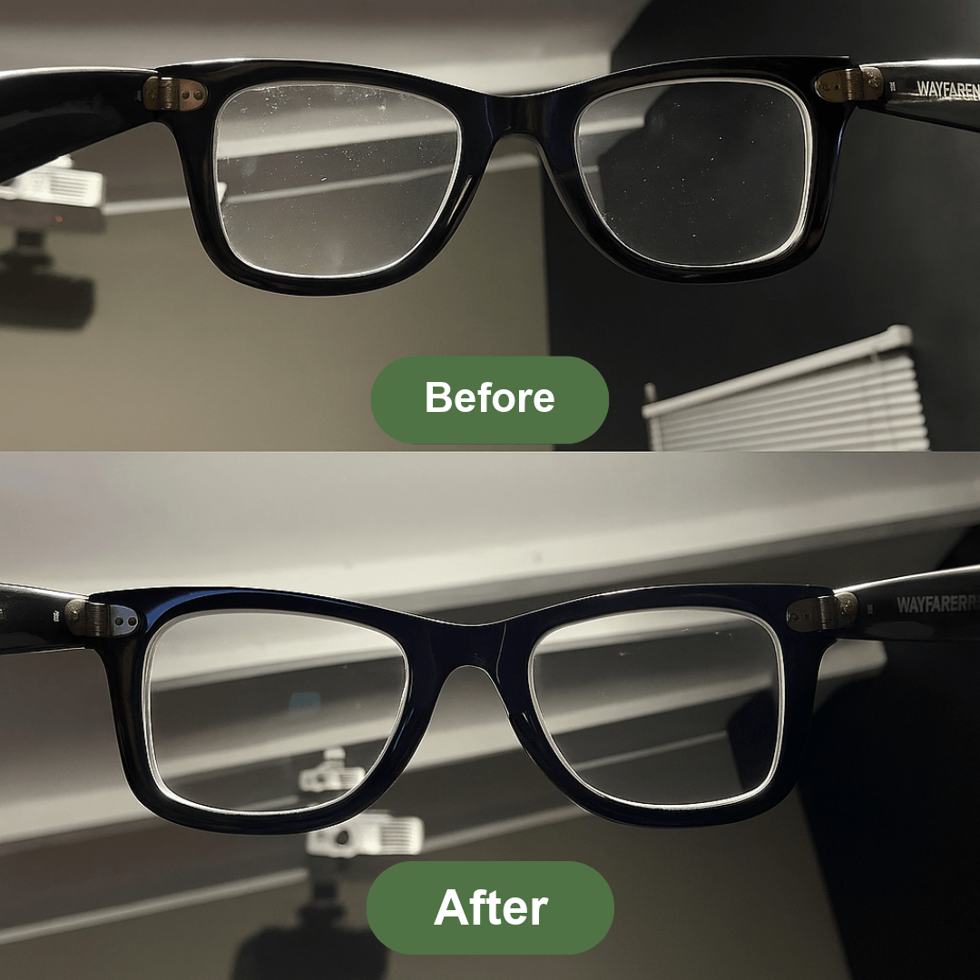 Before and after clean glasses