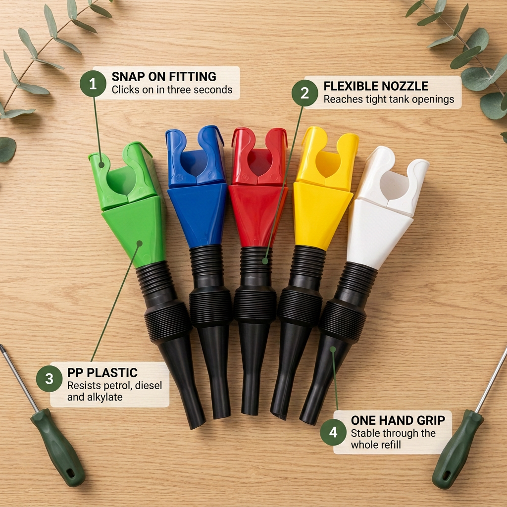 Norillo™ - DropStop - The Jerry Can Funnel That Clicks On and Never Spills