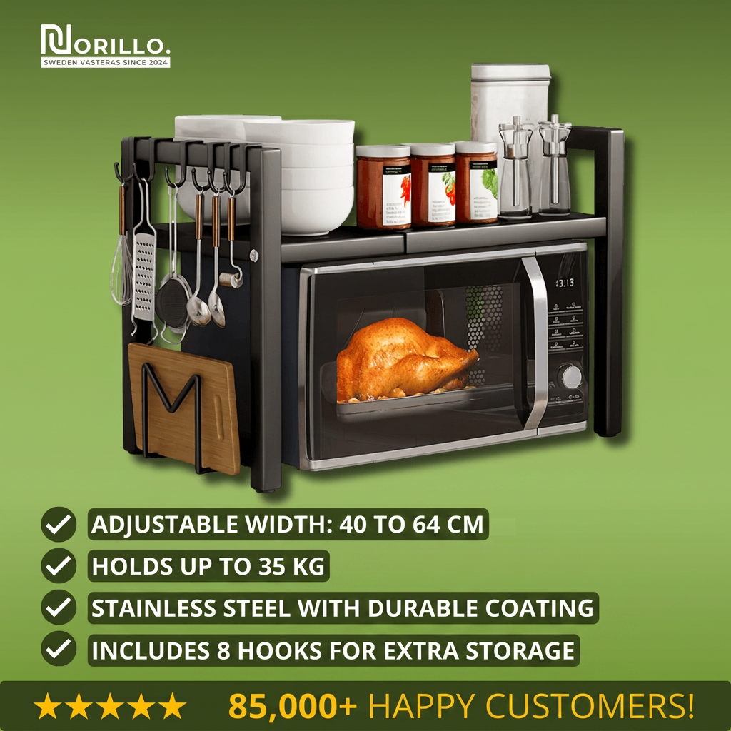 Norillo™ - Adjustable Microwave Shelf That Frees Up Worktop Space