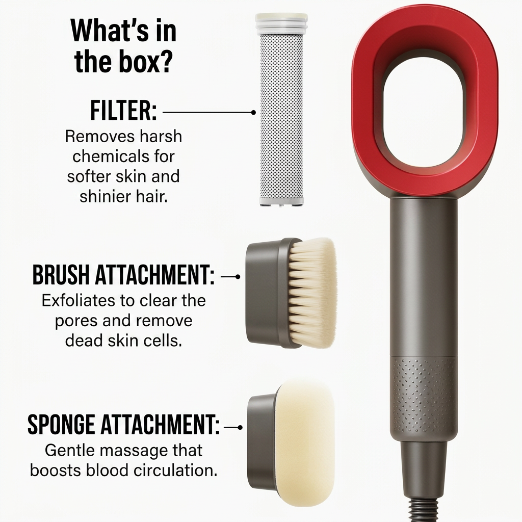 Shower Head with Mineral Filter That Reduces Limescale and Chlorine