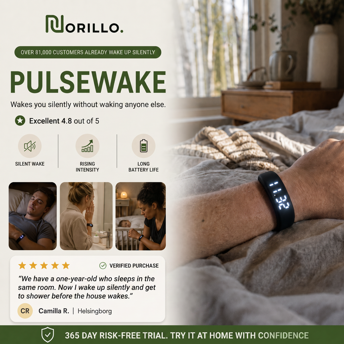 PulseWake vibrating alarm hero