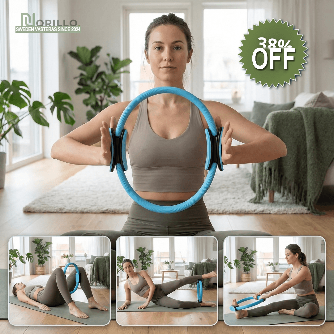 Woman using Pilates ring at home 38% OFF