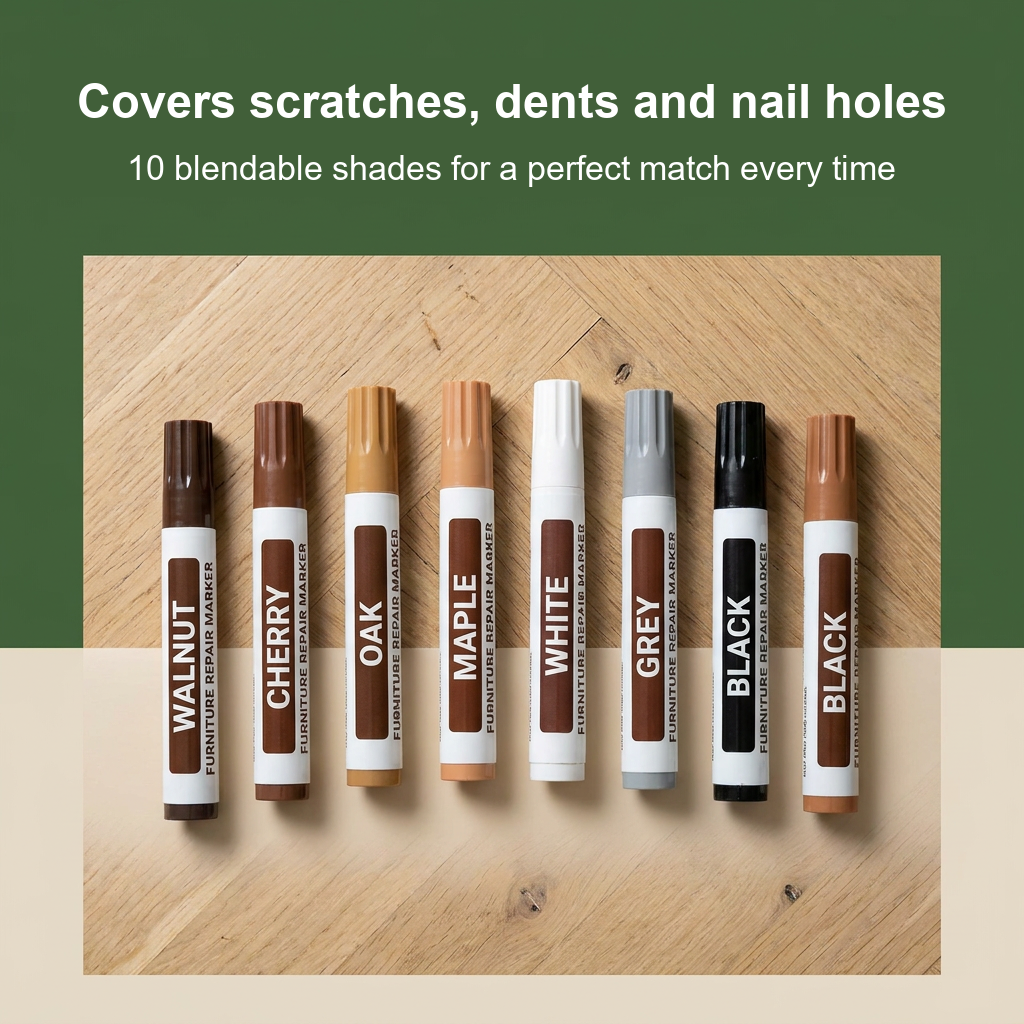 Covers scratches, dents and nail holes - furniture repair markers