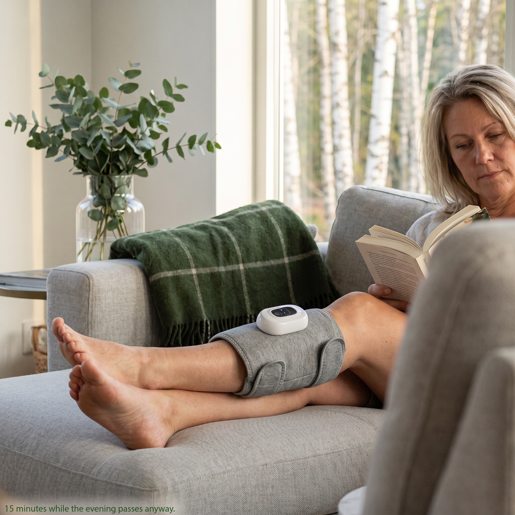 Relaxing with calf wrap