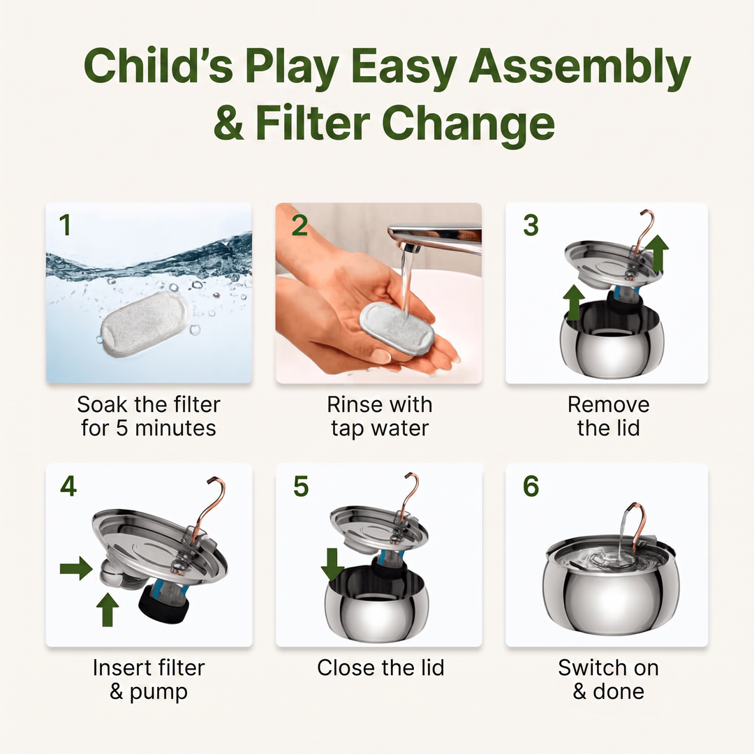 Easy assembly and filter change in six steps